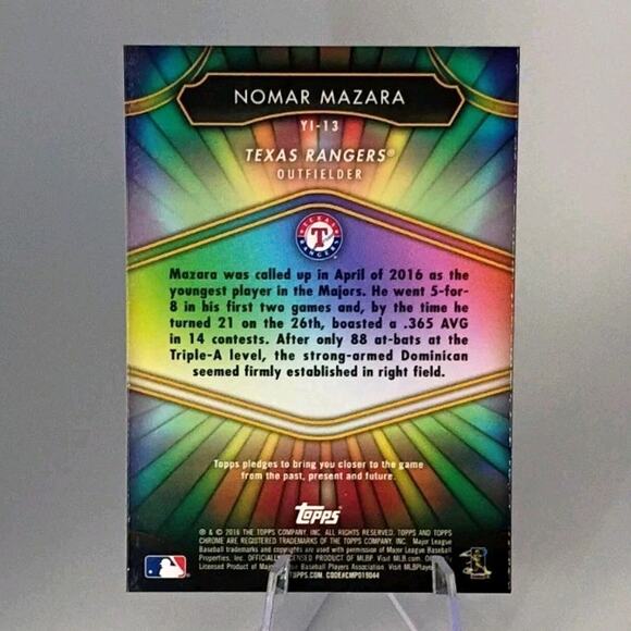 2016 Topps Chrome - Youth Impact Nomar Mazara #YI-13 (RC) REFRACTOR - Picture 6 of 7